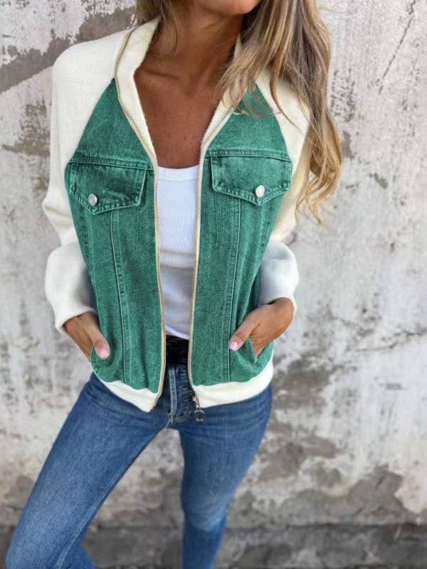 Zip up denim JKT: Grey / M