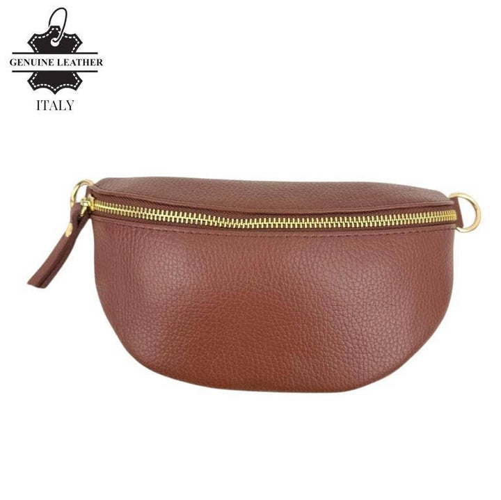 Italian Leather Waist Bag: Orange