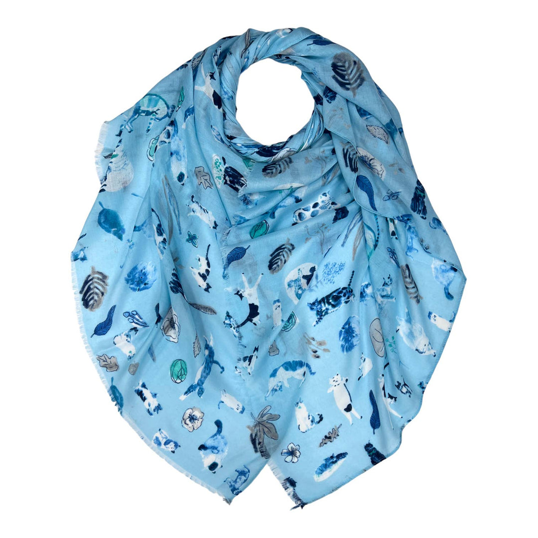 Animal cat print on scarf: Beige