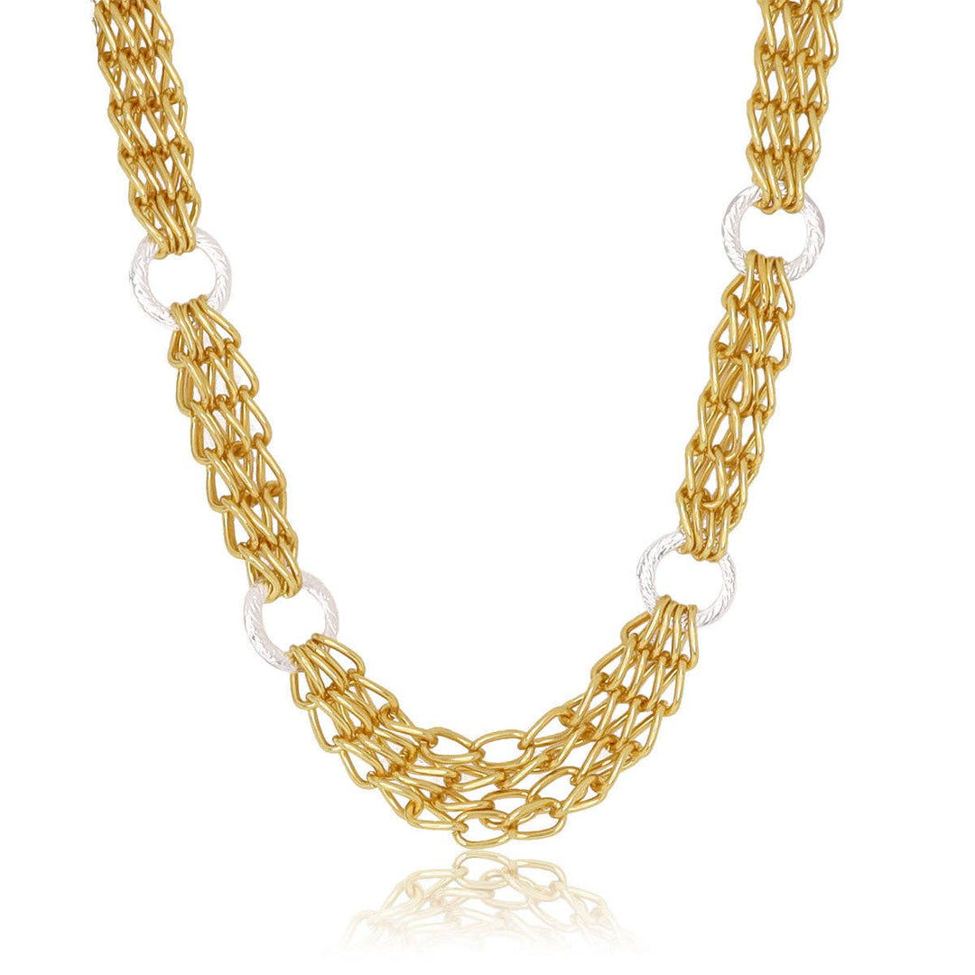 Two Tones Multi Chains Neck: GOLD SILVER MIX