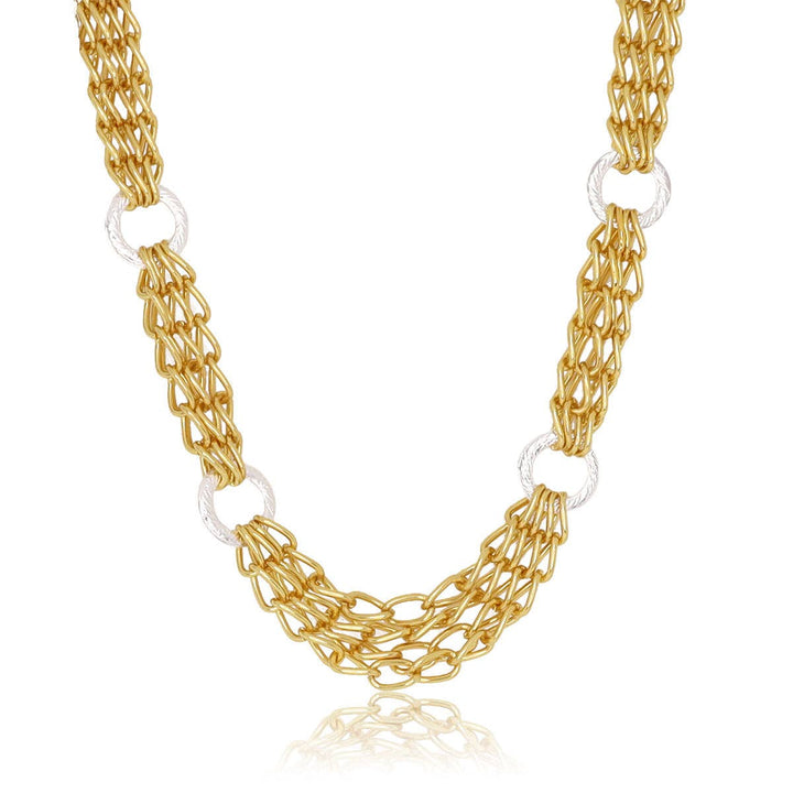 Two Tones Multi Chains Neck: GOLD SILVER MIX