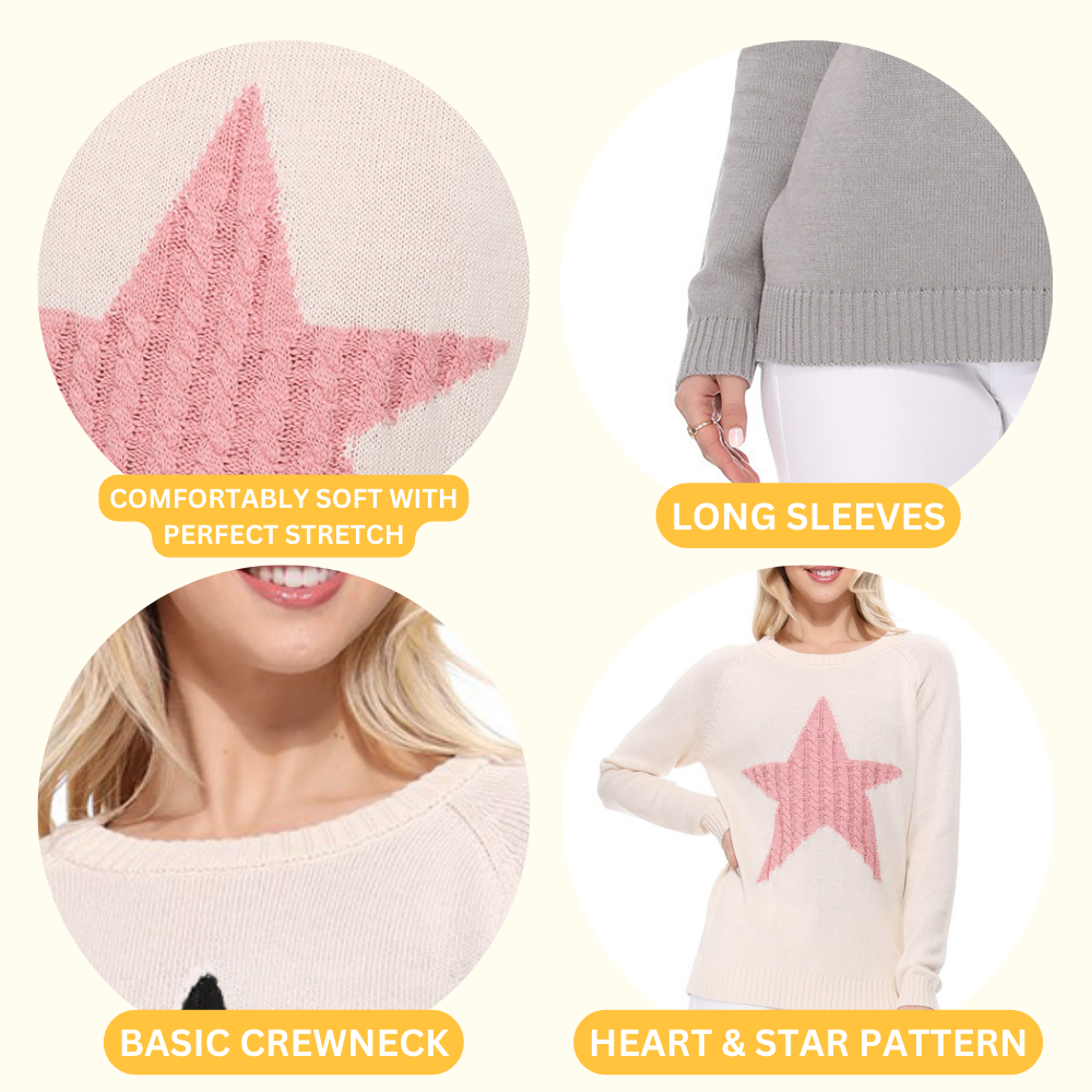 STAR SWEATER: BLACK/PINK / M