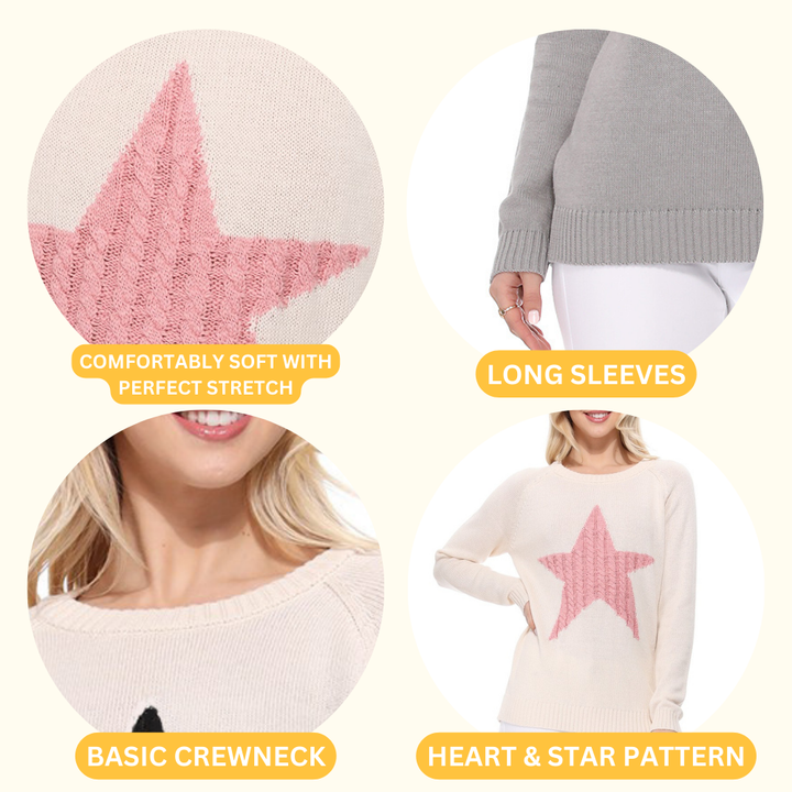 Star Sweater MK3506STAR: OATMEAL/BLACK / L