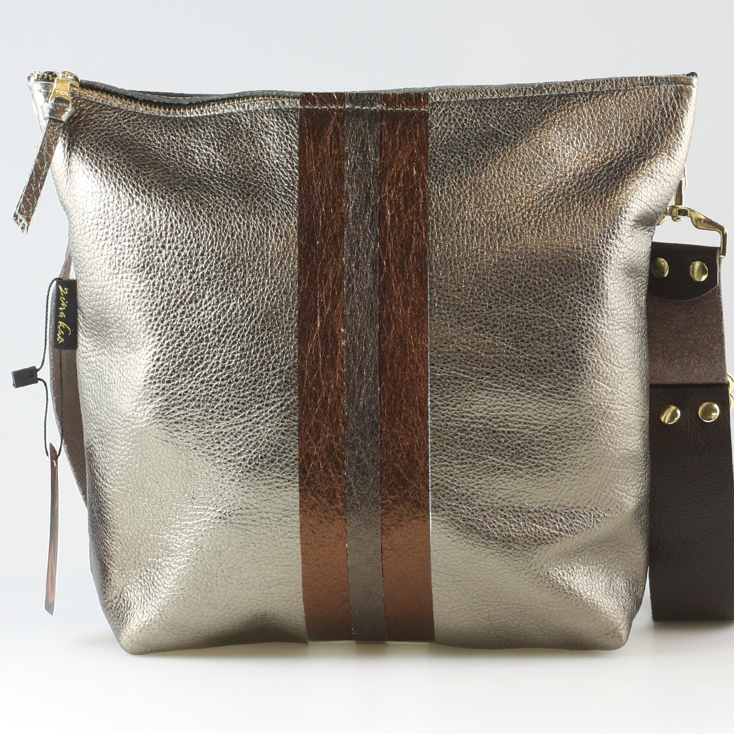 Graham Crossbody: METALLICS!: Gunmetal : Silver/IceBlue