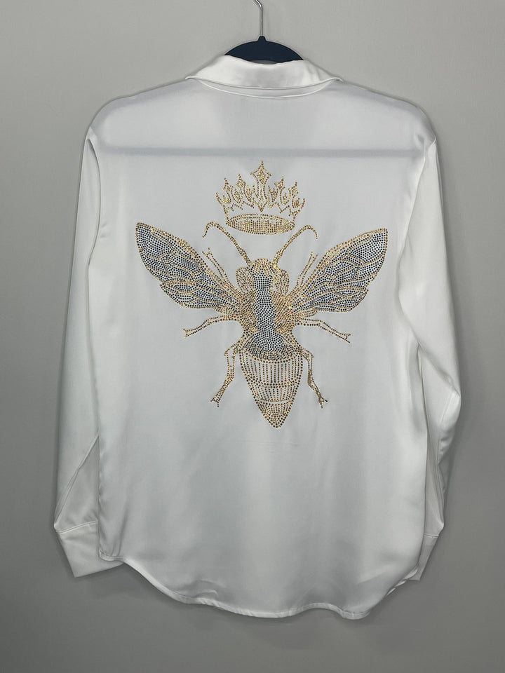 Shirt, Silky Ivory, Gold Queen Bee: Small