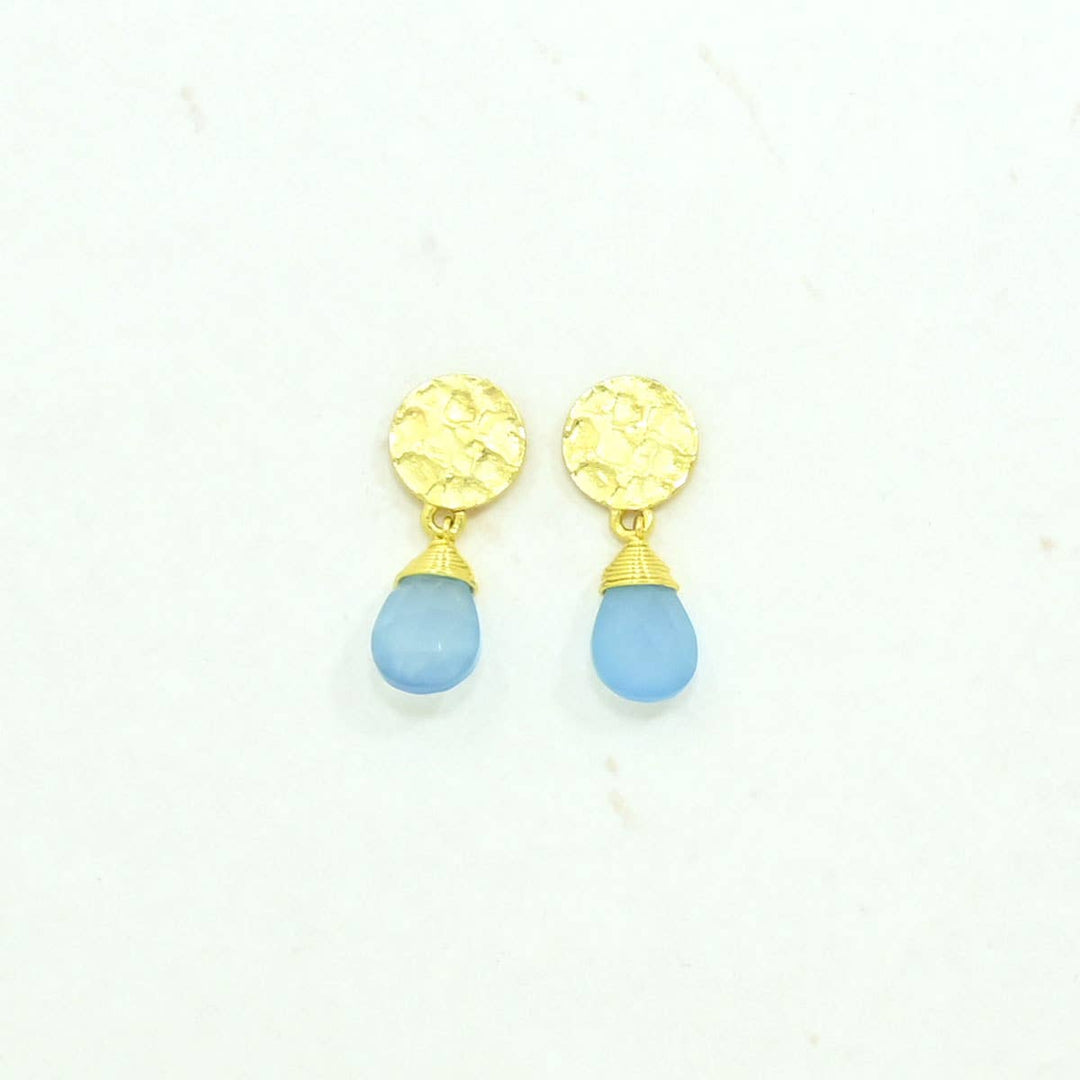 Abigail Earring Gold - Blue Chalcedony