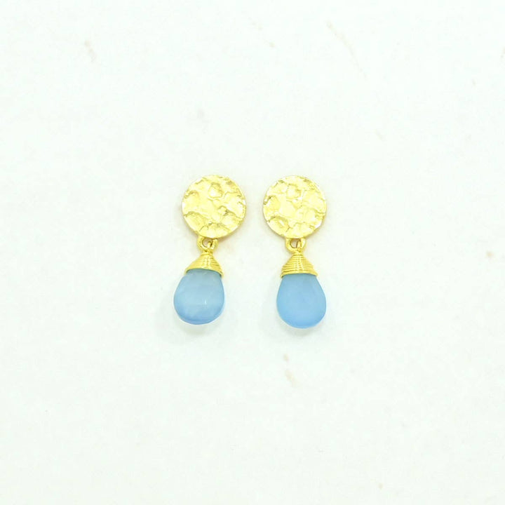 Abigail Earring Gold - Blue Chalcedony