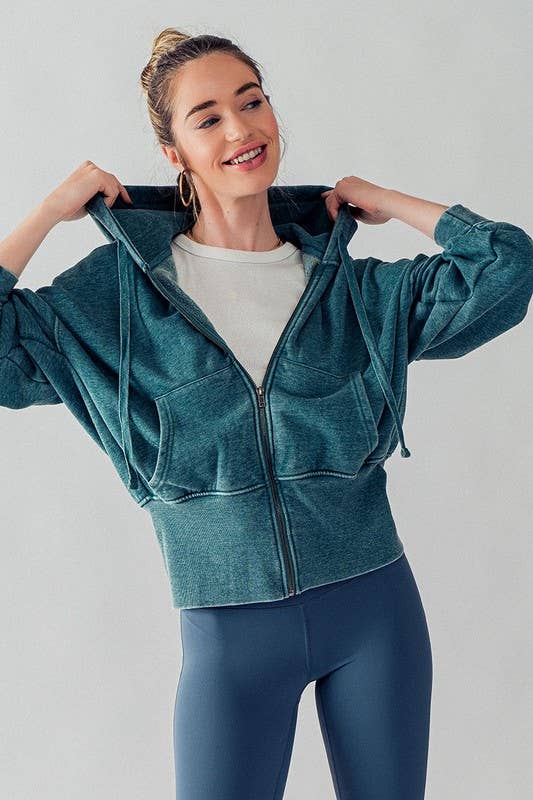 WASHED DOLMAN ZIP UP HOODIE JKT: NATRL