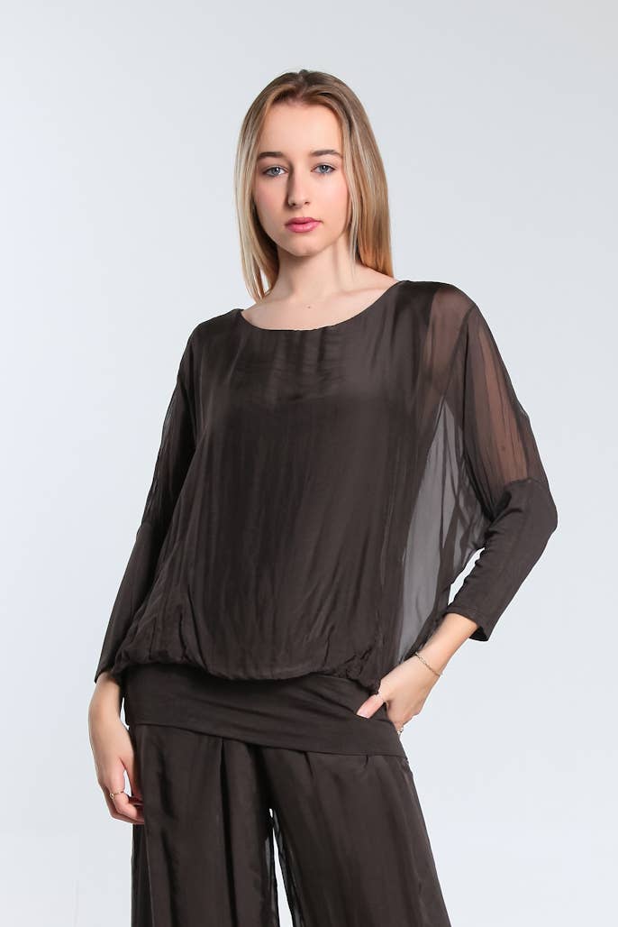 Silk Banded Blouse (BQ206):Army