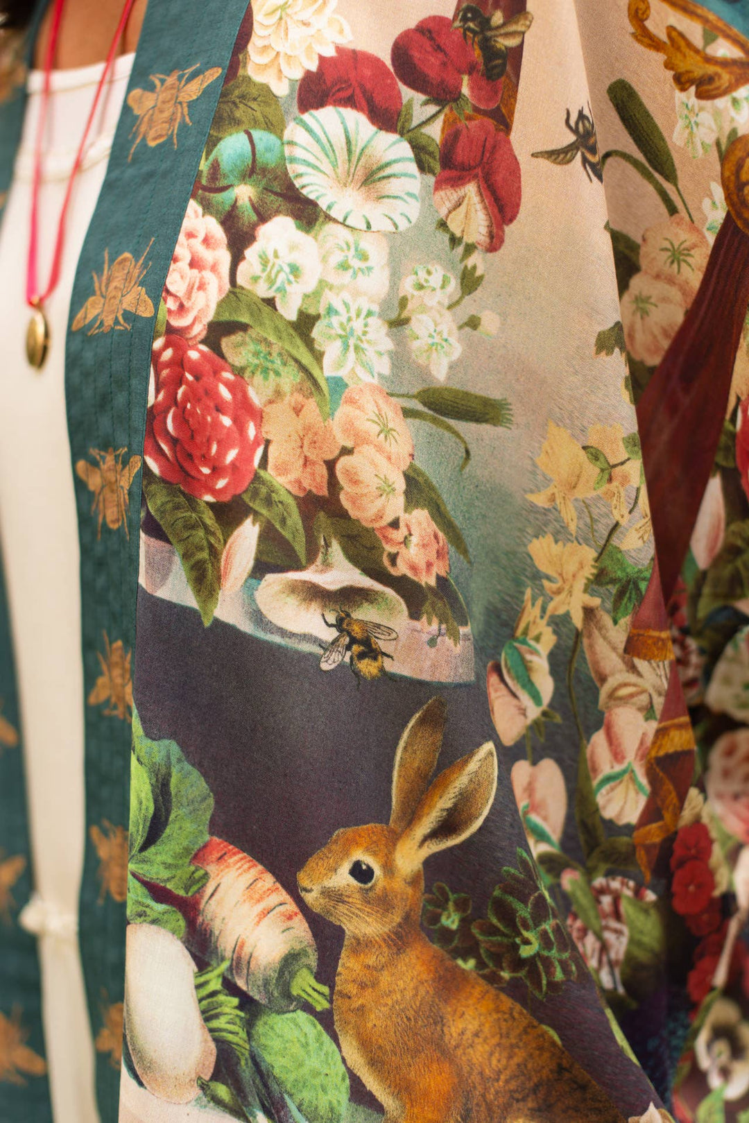 Cropped Kimono w/ Rabbits and Bees