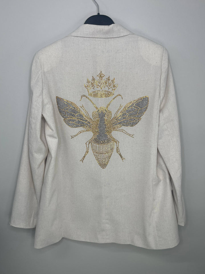 Blazer, Linen Natural, Gold Queen Bee: X-Large