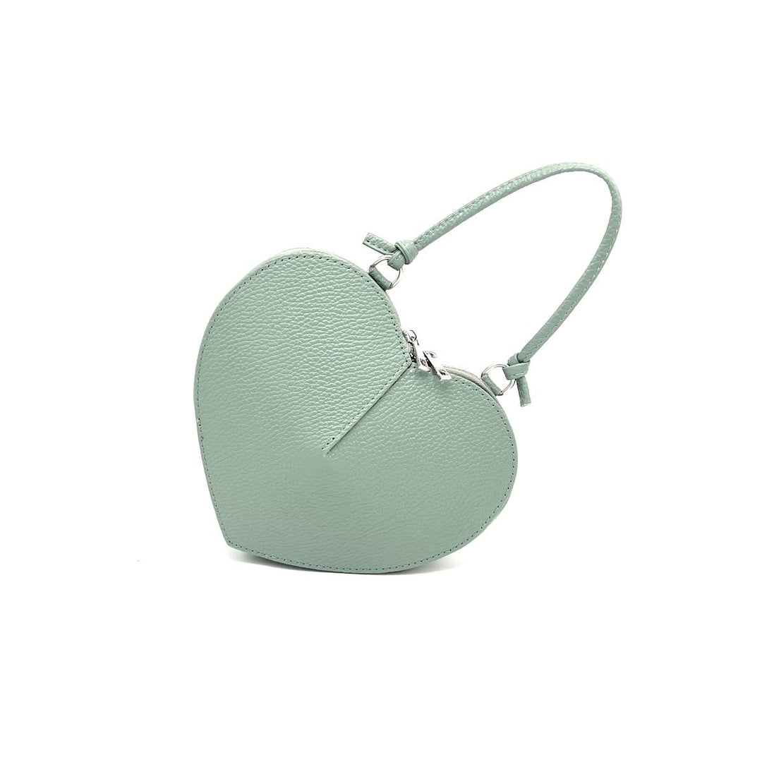 Heart Leather  bag, Made in Italy,112587: Blk