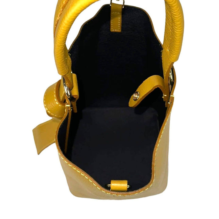 Genuine Leather Tote: Orange