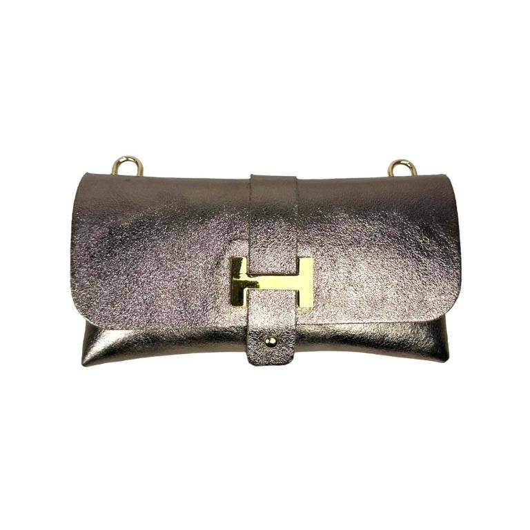 Leather Bag Removable Chain Handle: Gold