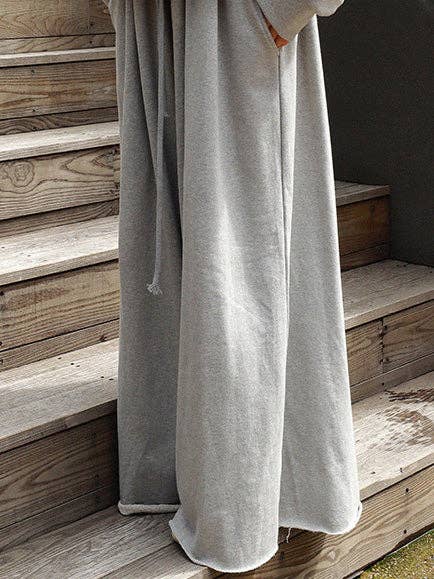 Loose Urban Gray Wide Leg Elastic Waist Pants: LIGHT GRAY / L