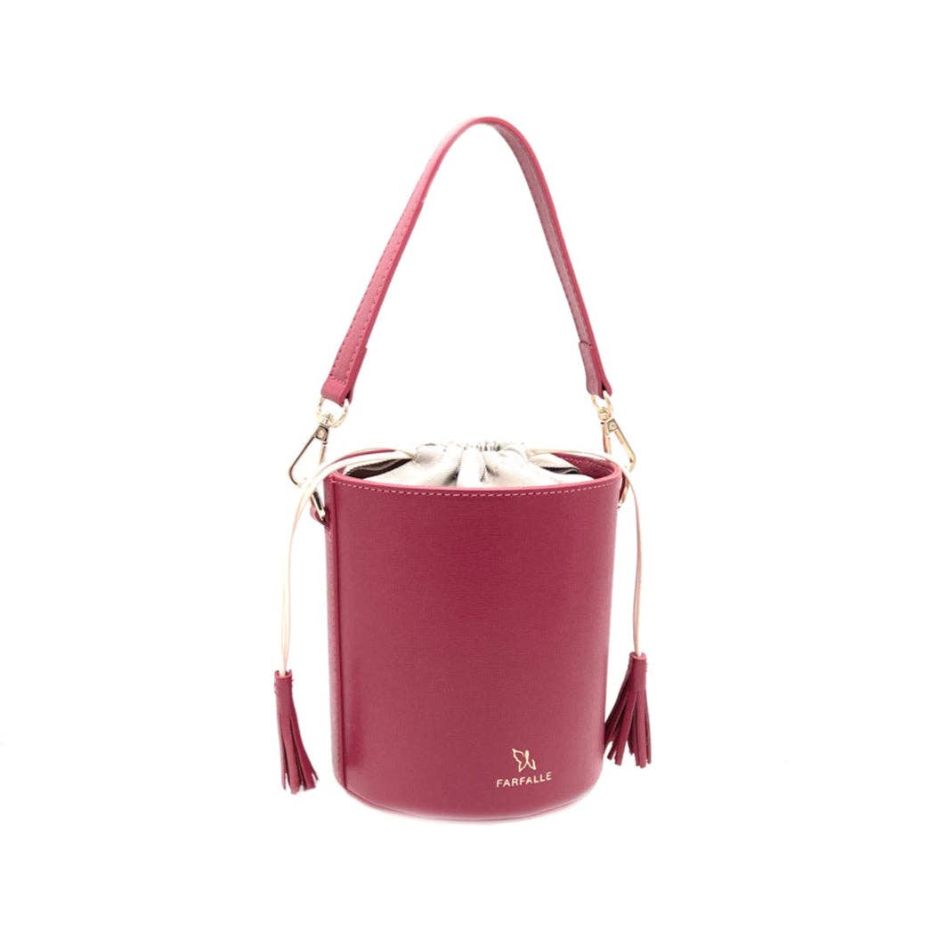 leather bucket bag, Made in Italy,112613: Red