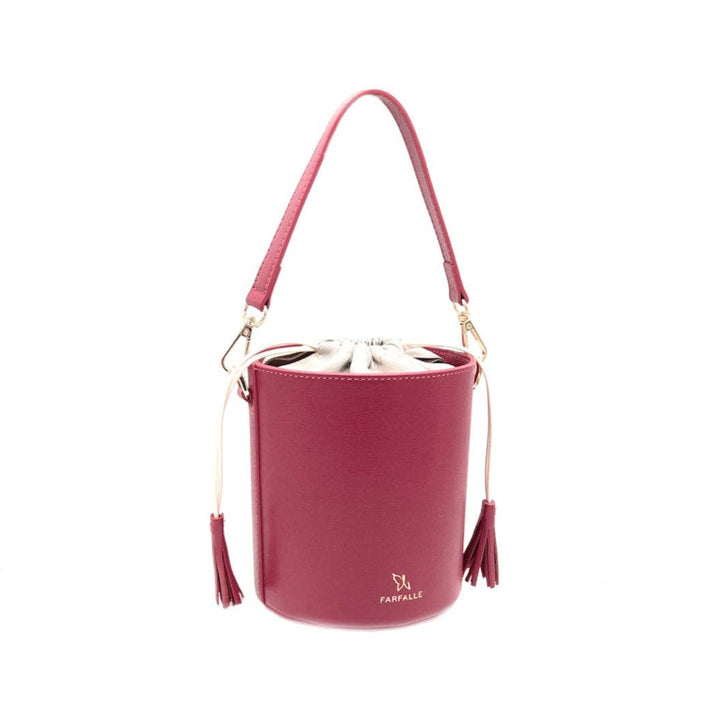 leather bucket bag, Made in Italy,112613: Red