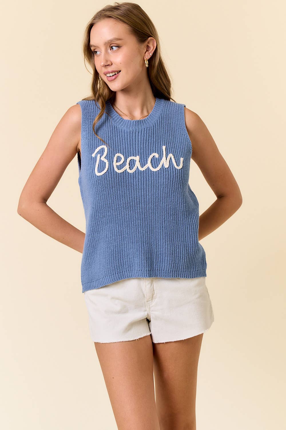 BEACH SWEATER TANK TOP  LT.BLUE / S