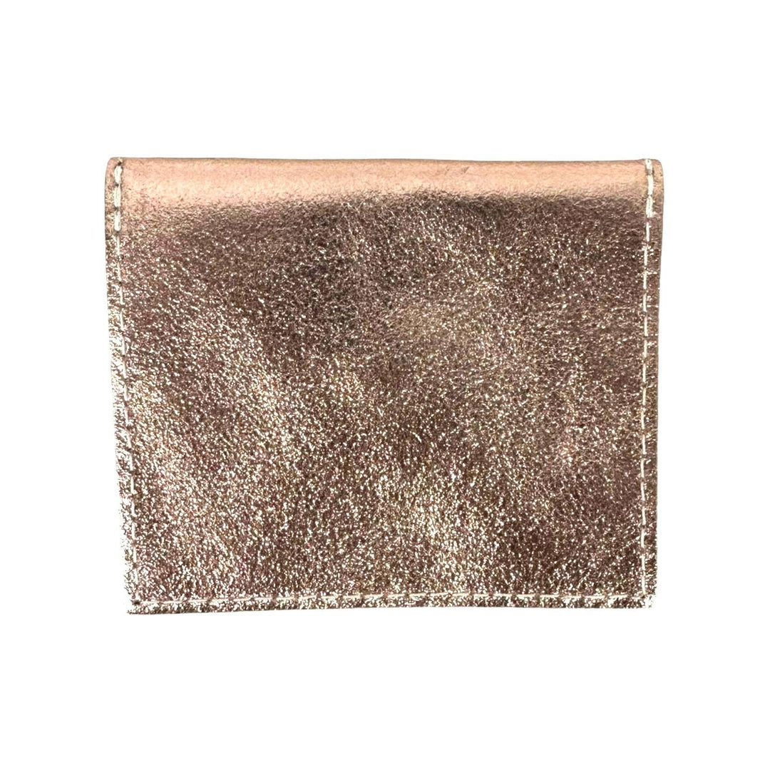 Compact Leather Wallet with Button Square