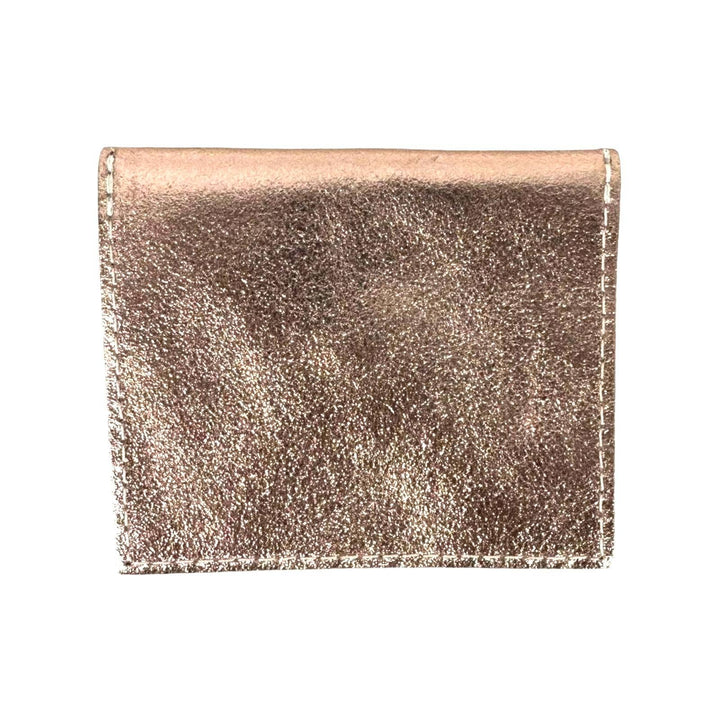 Compact Leather Wallet with Button Square