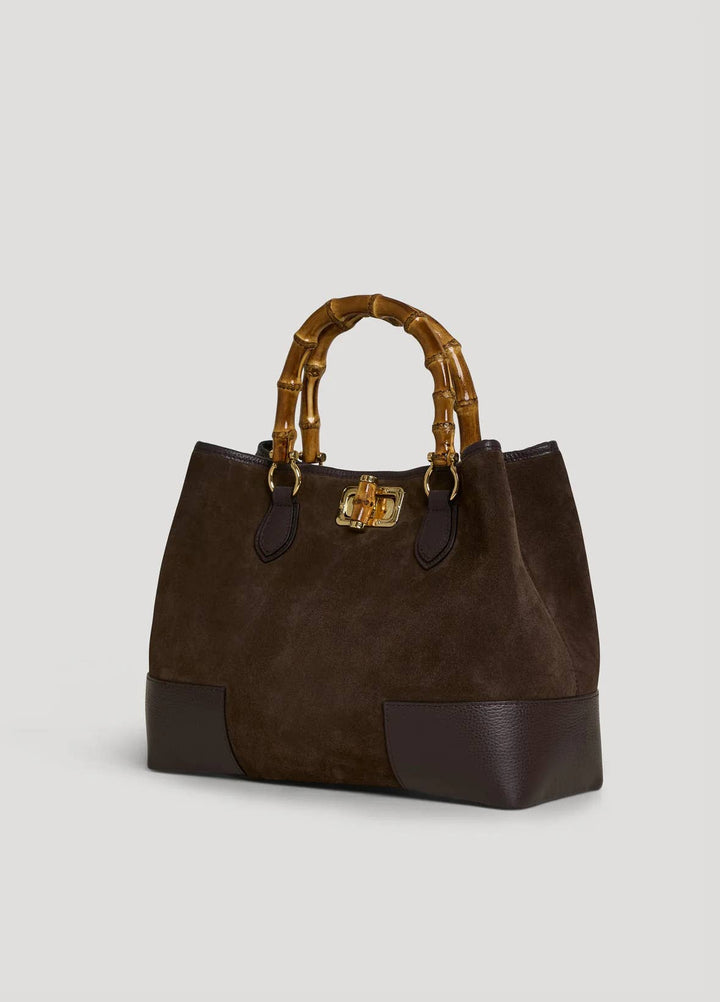 Handbag Italian Suede Leather: Nero