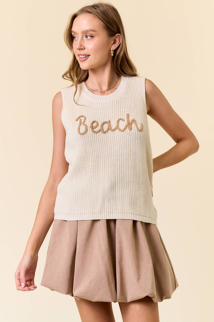 BEACH SWEATER TANK TOP  LT.BLUE / S