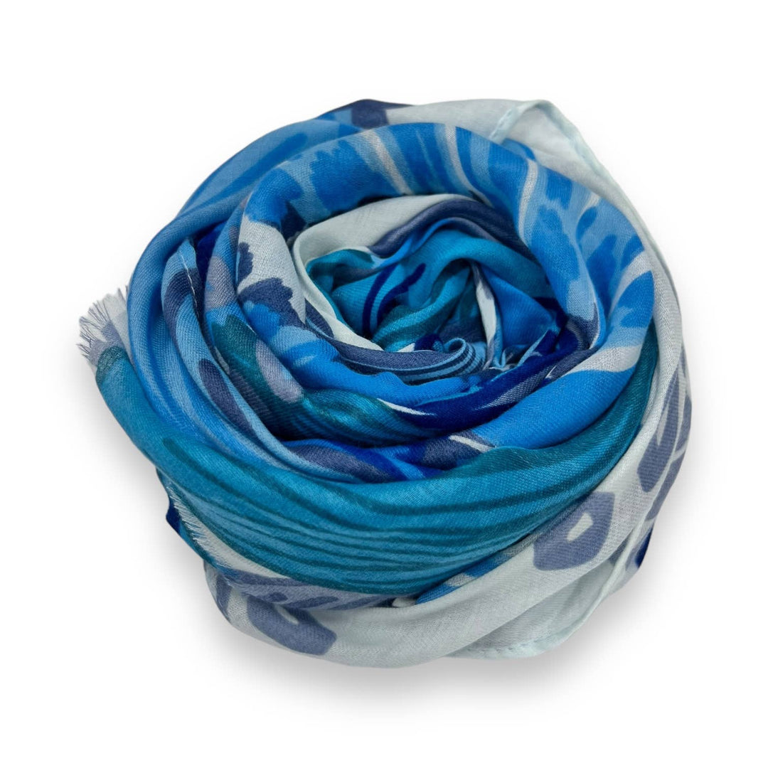 Big flower printed scarf: Mocca