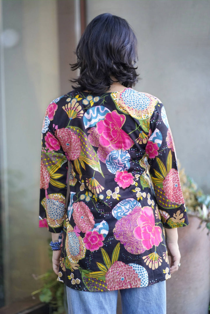 Beau Cotton Tunic: Black Multi / XL
