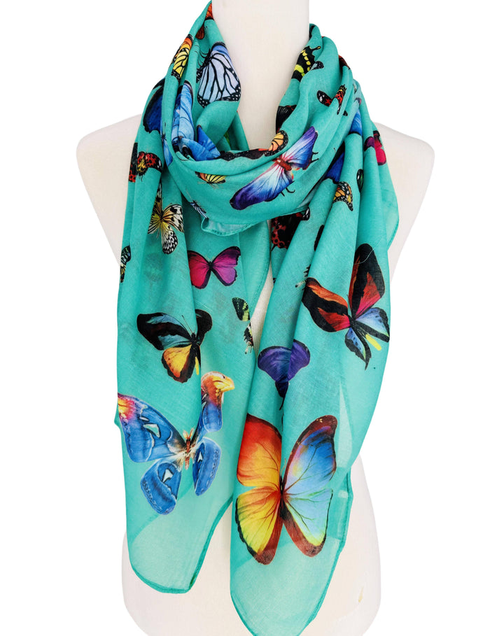 Multicolor Butterfly Scarf: Brown