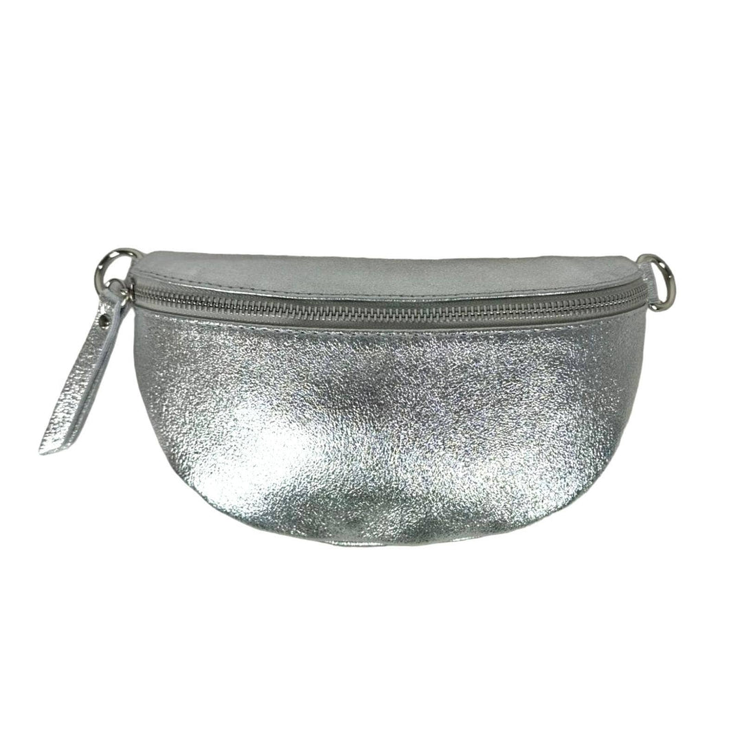 Metallic Leather Waist Bag : Navy blue