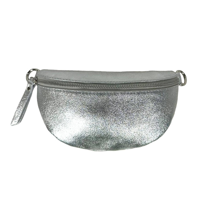 Metallic Leather Waist Bag : Navy blue