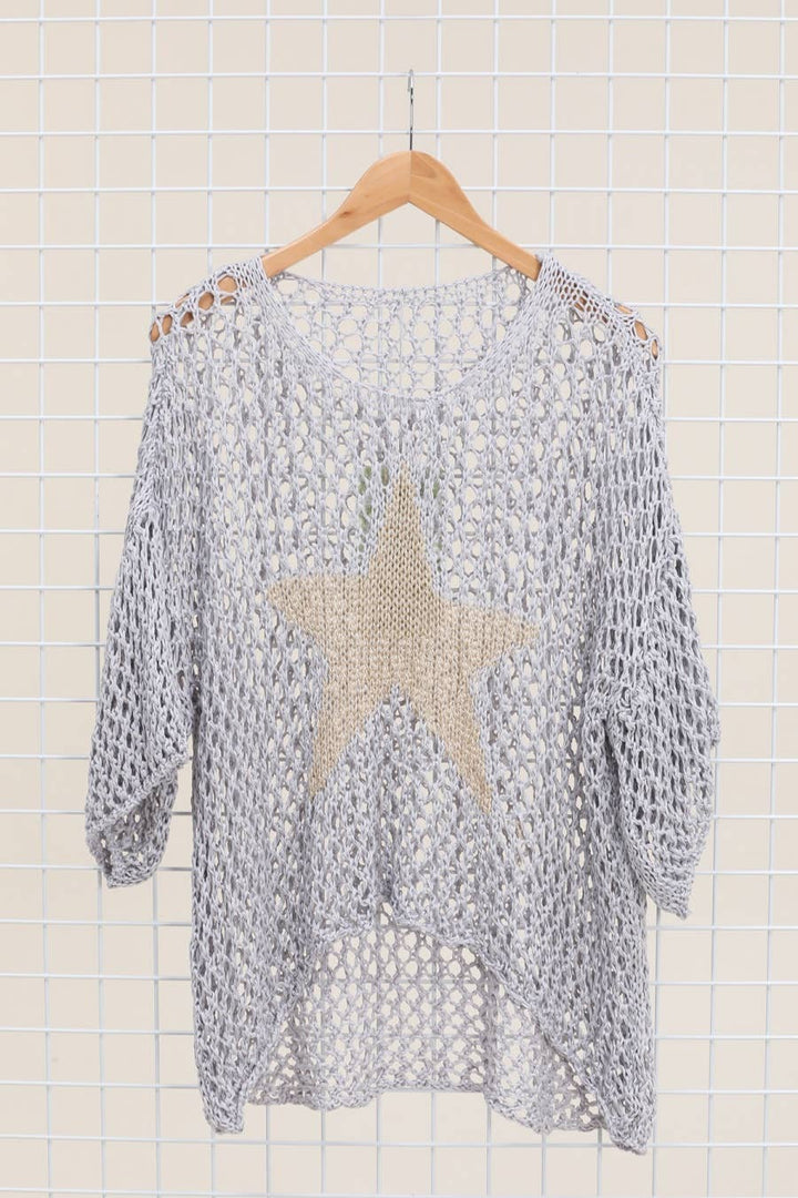 Cotton knit sweater star 100% cotton: Persimmon