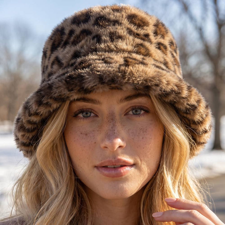 Leopard Plush Fur Hat