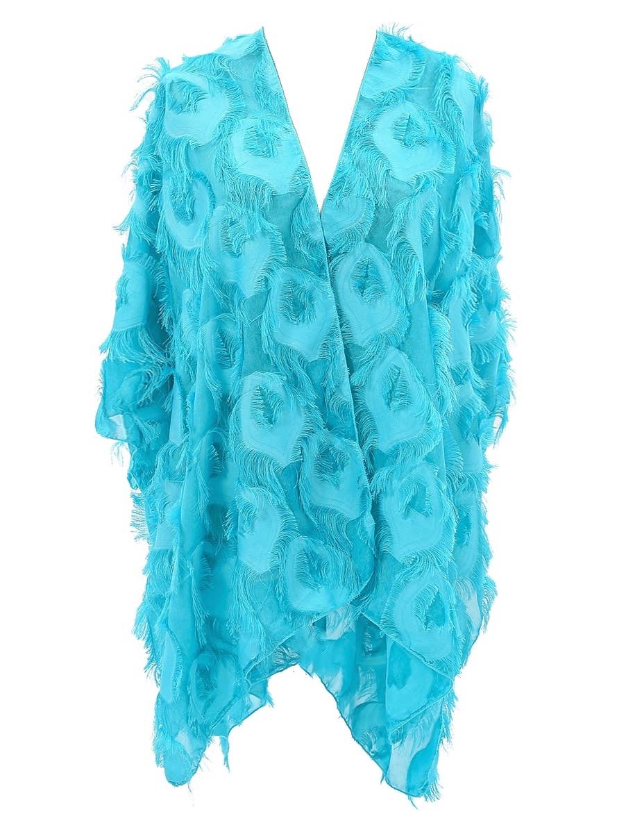 Elegant 3D Feather Fringe Eyelash Kimono/Cover-Up: Purple