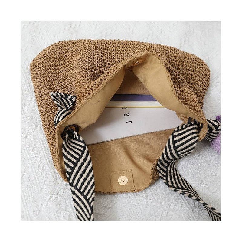 Straw Woven Beach Bag : COFFEE