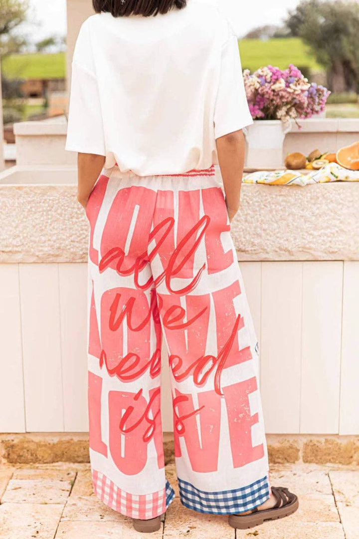 Wide-Leg Casual Pants: PINK / XL