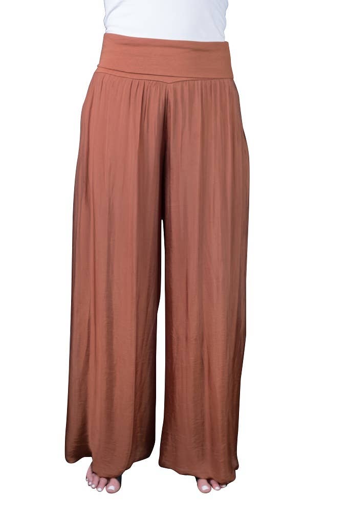 Foldover Waist Silk Pant (PL203):Army