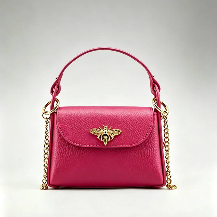 Mini Leather  Bag with Bee Clasp: Nero