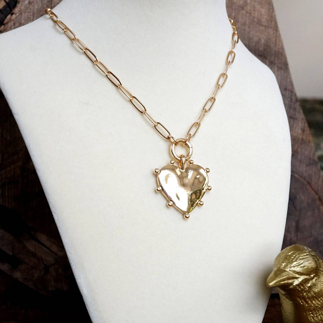 Modern  Heart Paperclip Neck - Gold