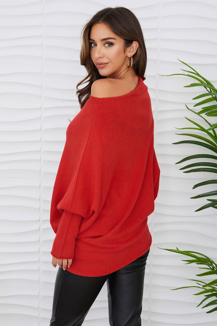 ASYM SWEATER (RED): M/L