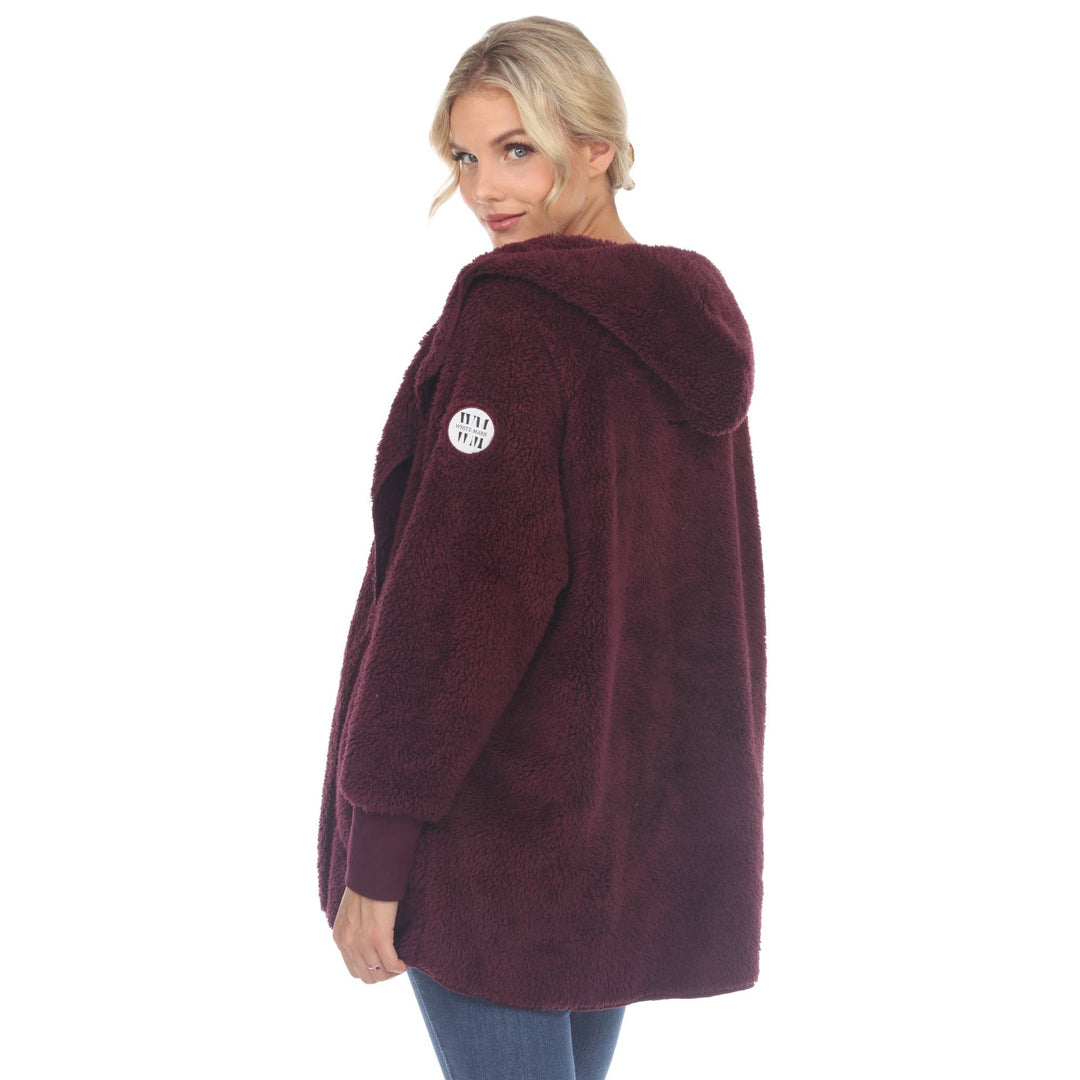 Plush Hooded Cardigan with Pockets: Camel / S/M