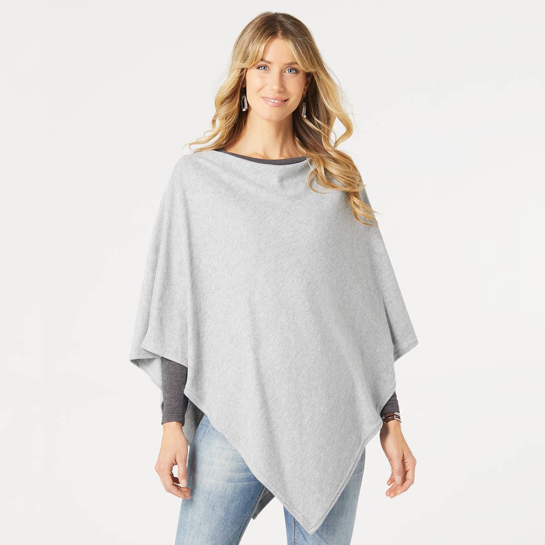 Brushed Poncho: Heather Grey / O/S