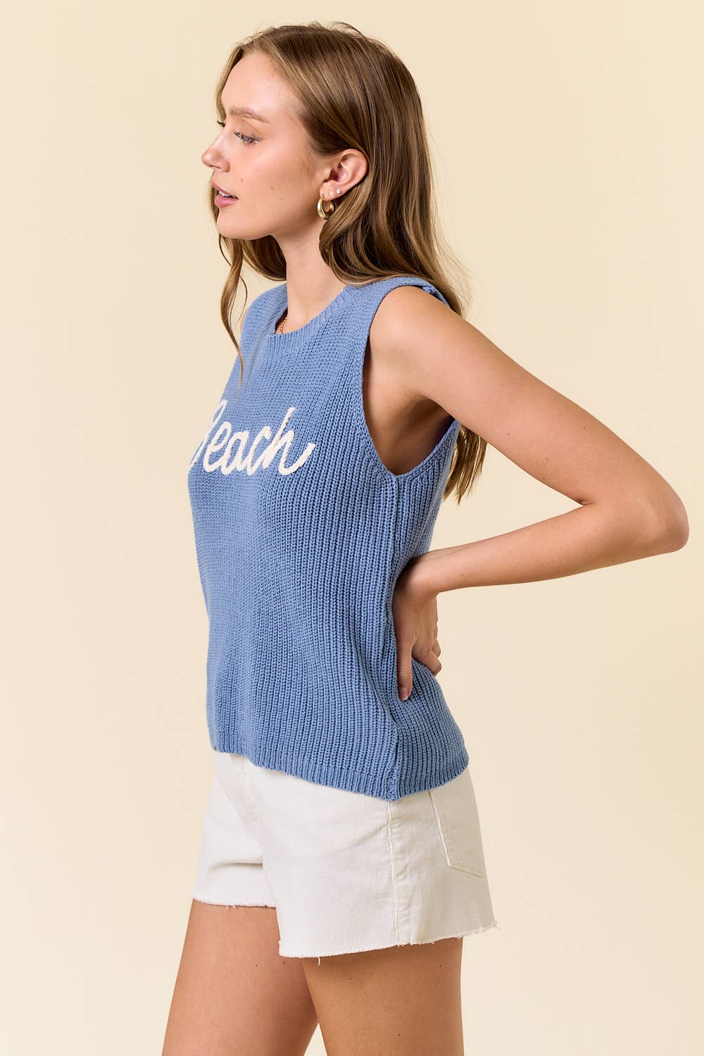 BEACH SWEATER TANK TOP : LT.BLUE / M
