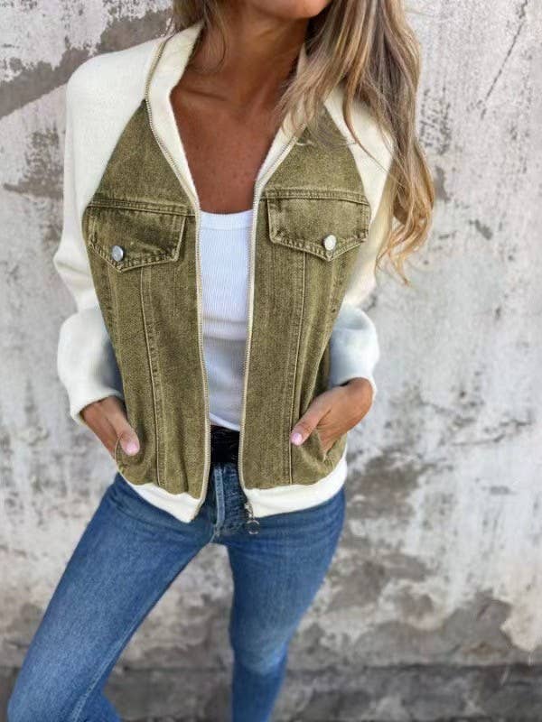 Zip up denim JKT: Grey / L