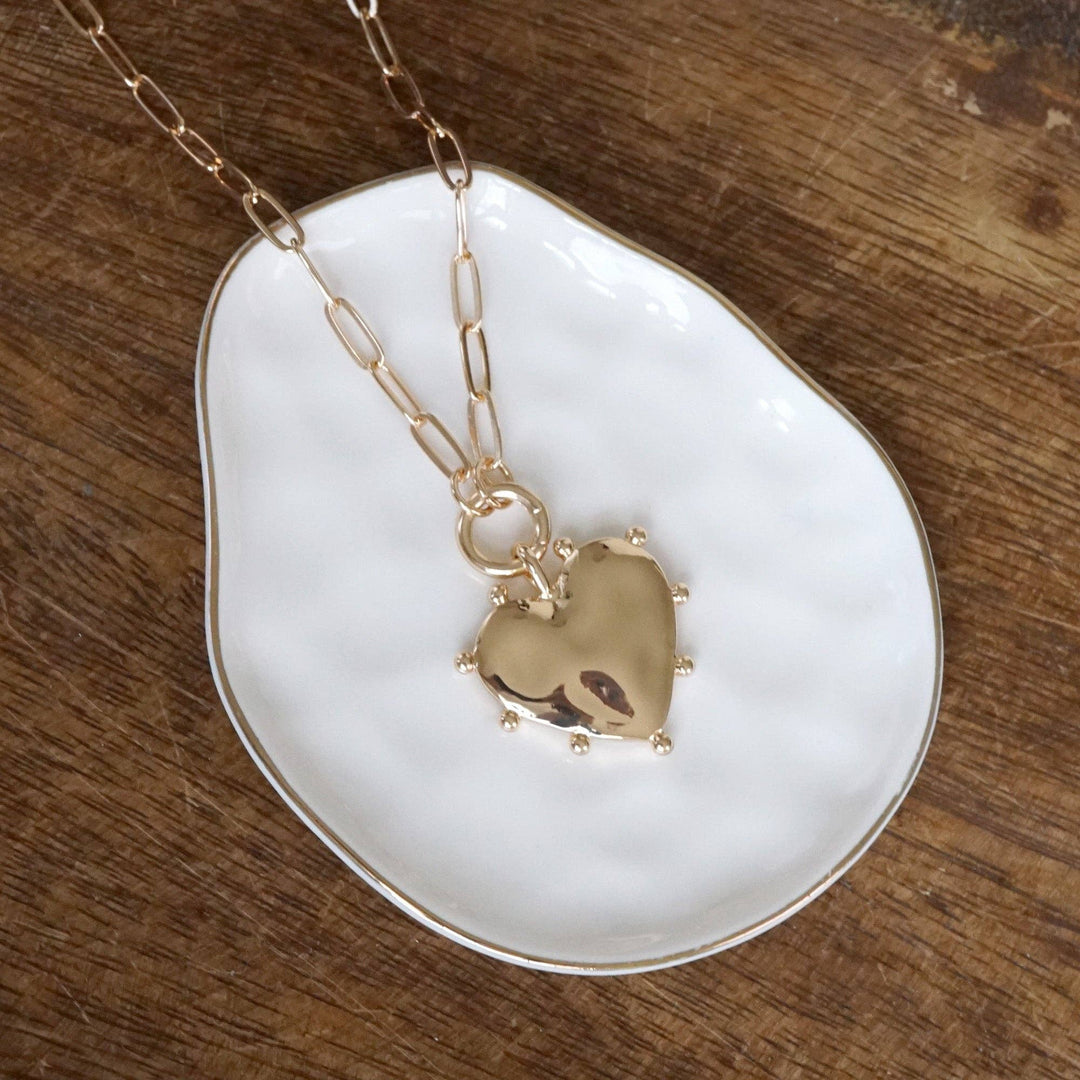 Modern  Heart Paperclip Neck - Gold
