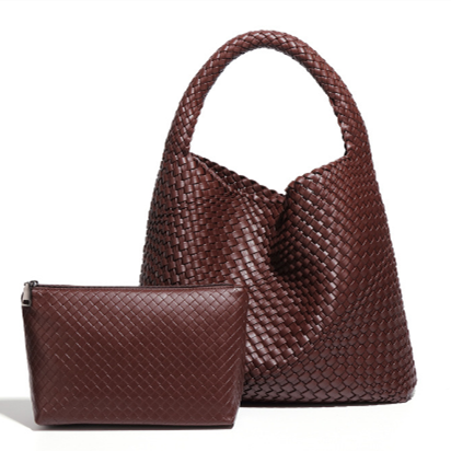 PEACH ACCESSORIES - B1683 Weave two in one handbags: Black
