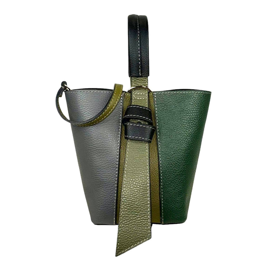 Multicolor Leather Bag:Black