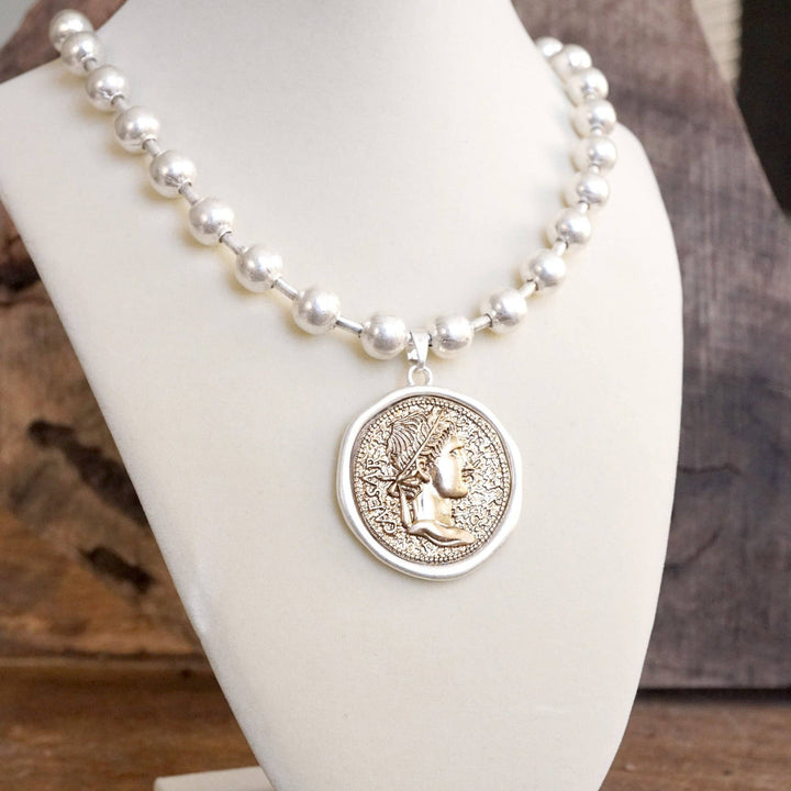 Coin Chunky Ball Chain  Neck: Silver