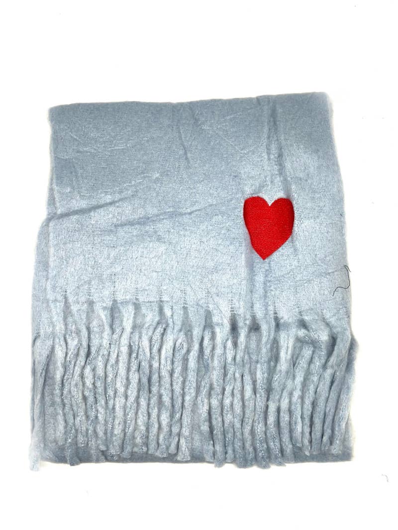 HH-210 Big fringe scarf with heart : Beige