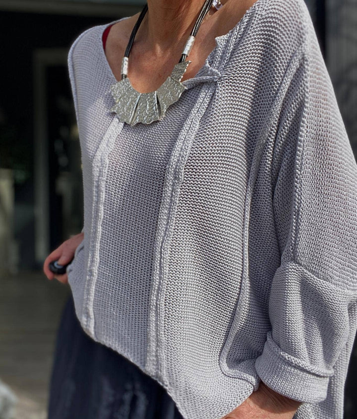 61113 100% COTTON SWEATER: White